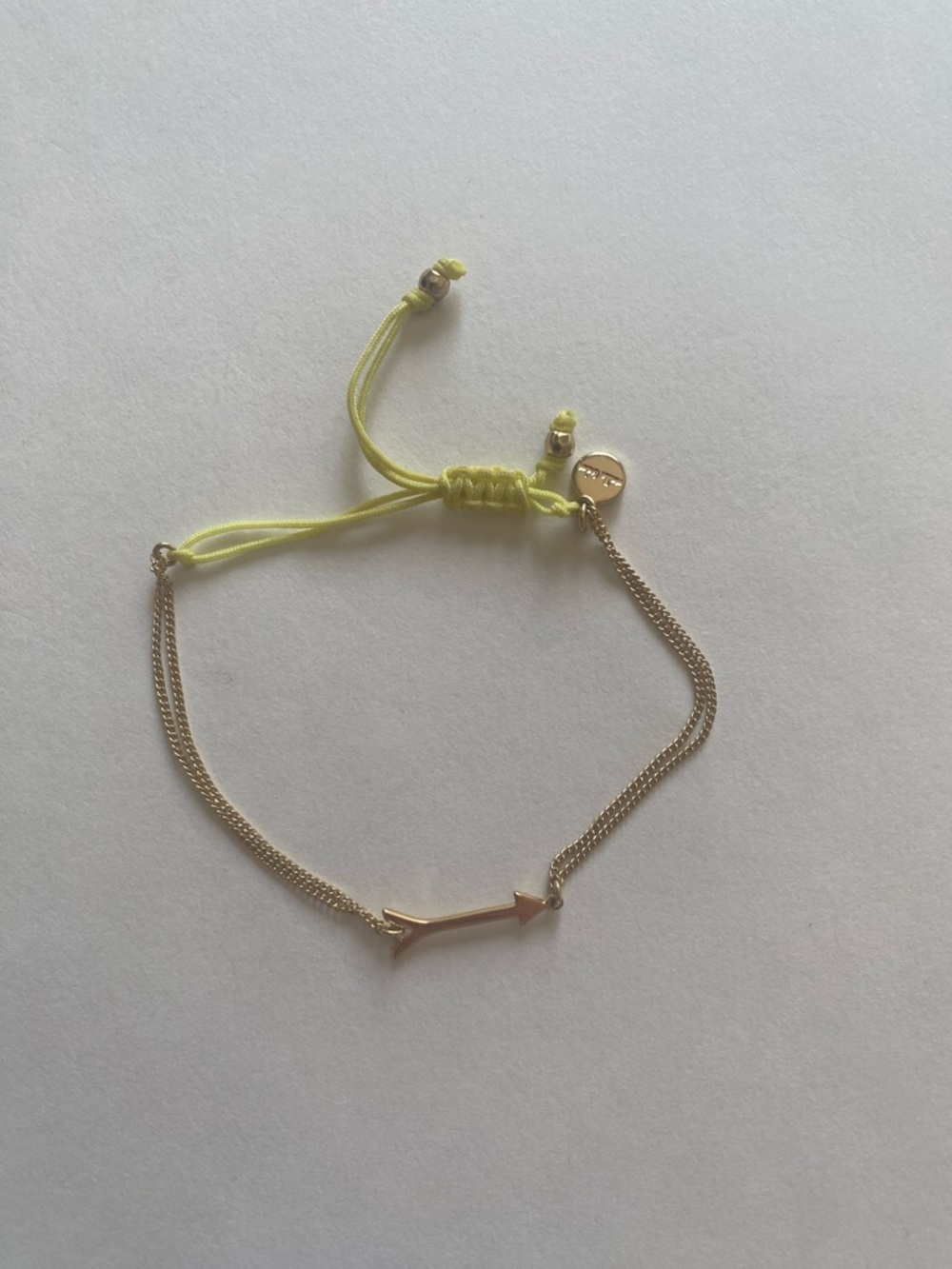 🔥3/$25🔥Gold Arrow Adjustable Bracelet with Yellow Cord